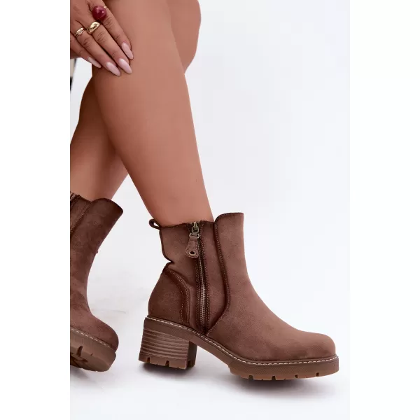  Dámske členkové topánky S.BARSKI HY62-8101 COFFEE 