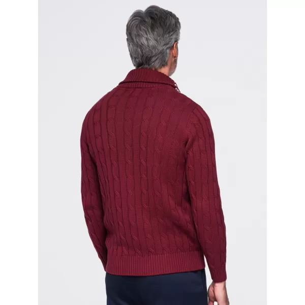  Pánsky kardigan OMBRE OM-SWCD-0196 BURGUNDY 