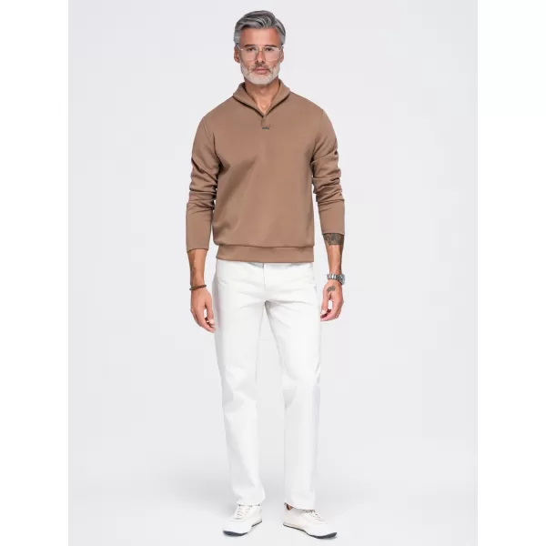  Pánska mikina OMBRE OM-SSNZ-0262 BROWN 