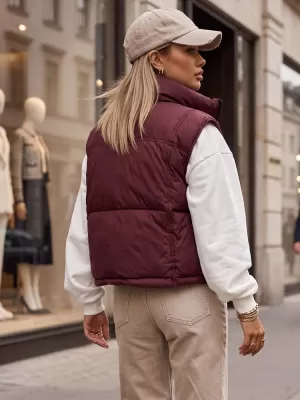 Dámska vesta DSTREET TY5971 BORDOVÁ