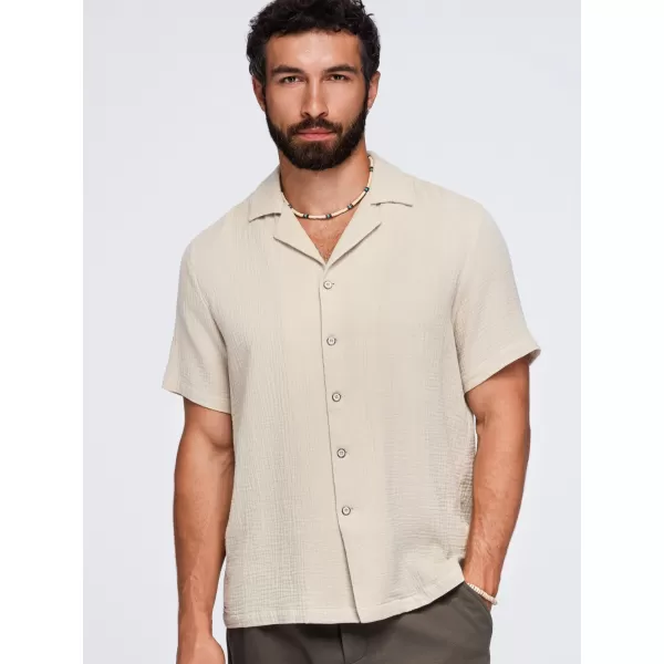  Pánska košeľa OMBRE OM-SHSS-0223 BEIGE 