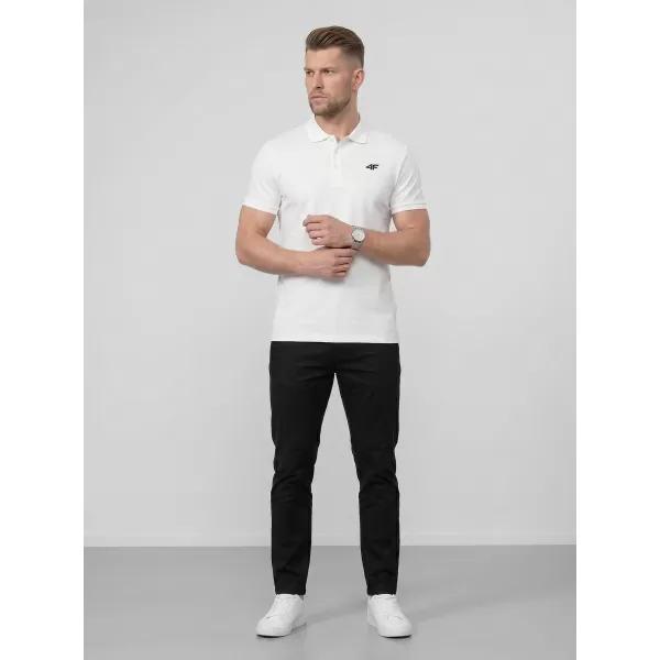  Pánske tričko s golierom 4F WMM00TPTSM0770 WHITE 