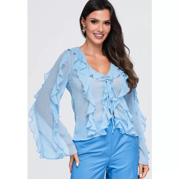  Dámska blúza OMBRE OW-TS-E0078 BLUE 