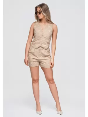 Dámsky kabát OMBRE OW-VE-E0009 TAUPE