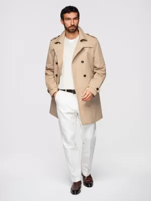 Pánsky kabát OMBRE OM-COLC-0146 BEIGE