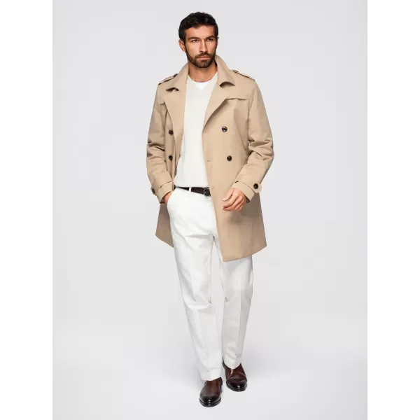  Pánsky kabát OMBRE OM-COLC-0146 BEIGE 