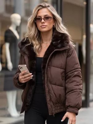 Dámska bunda DSTREET TY6006 HNEDÁ