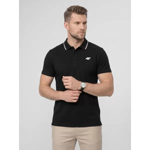  Pánske tričko s golierom 4F WMM00TPTSM0773 DEEP BLACK 