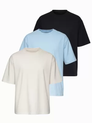 Pánske tričko OMBRE OM-TSBC-0291 BLACK/LIGHT BLUE/OFF WHITE