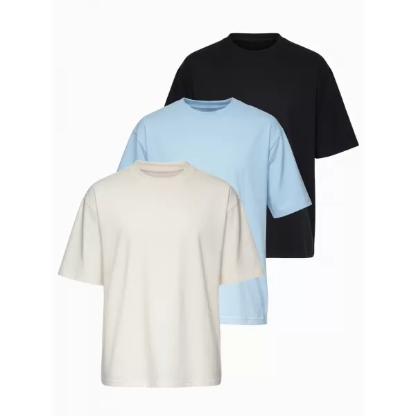  Pánske tričko OMBRE OM-TSBC-0291 BLACK/LIGHT BLUE/OFF WHITE 