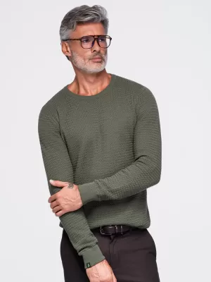 Pánsky sveter OMBRE OM-SWSW-0119 OLIVE