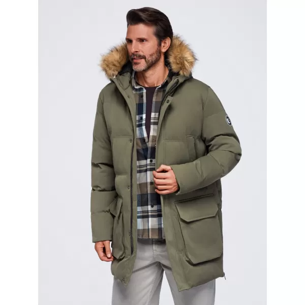  Pánska parka OMBRE OM-JALJ-0310 DARK OLIVE 