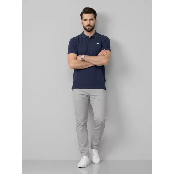  Pánske tričko s golierom 4F WMM00TPTSM0771 NAVY 