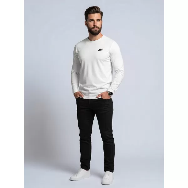  Pánske tričko s dlhým rukávom 4F WMM00TLONM611 WHITE 