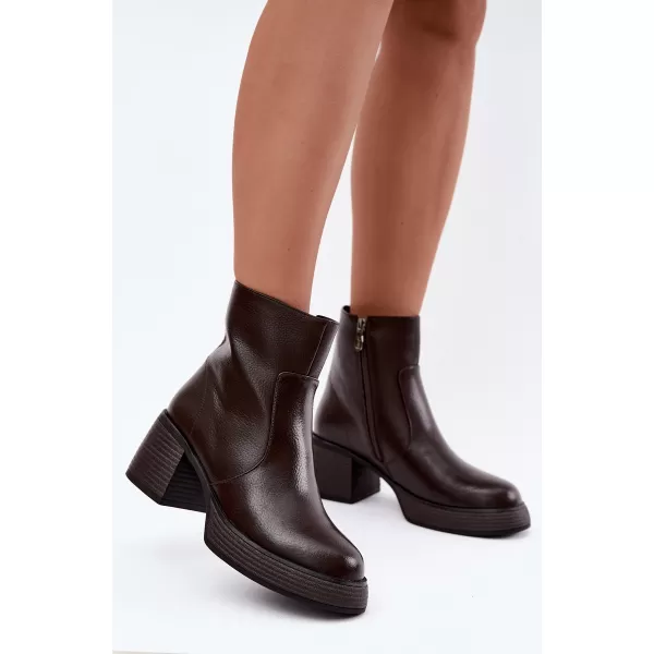  Dámske členkové topánky D&A CR62-3369 DARK BROWN 