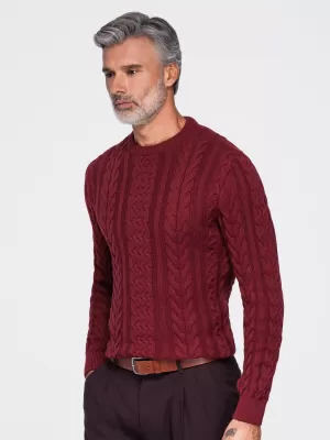 Pánsky sveter OMBRE OM-SWSW-0191 BURGUNDY