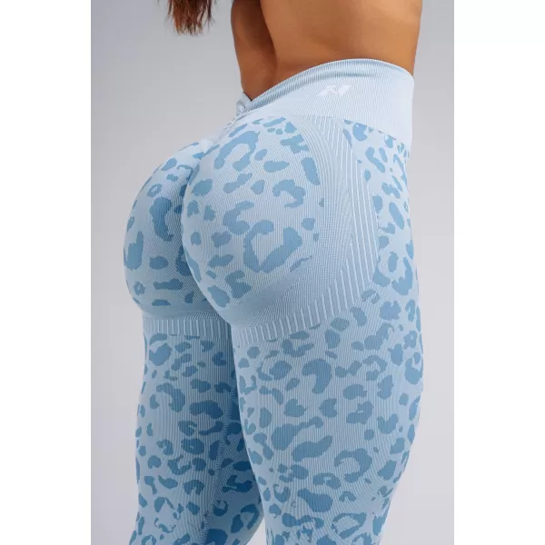  Kompresné push-up legíny s leopardím vzorom NEBBIA PRIMAL 849 BLUE LEOPARD 