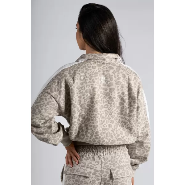  Half-zips mikina s leopardím vzorom NEBBIA PRIMAL 866 CREAM LEOPARD 