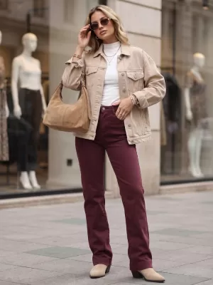 Dámske nohavice DSTREET UY3105 BORDOVÁ