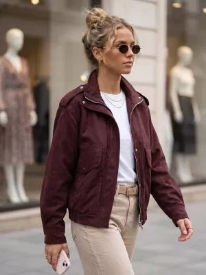 Dámska bunda DSTREET TY6066 BORDOVÁ