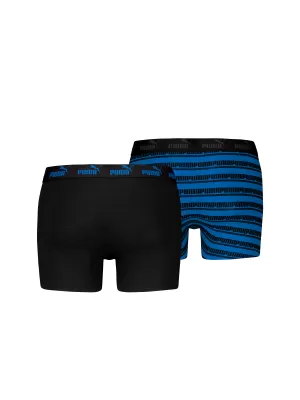 Pánske boxerky PUMA ELEMENTS MEN STRIPED BOXERS 2P 93884203 BLACK/BLUE