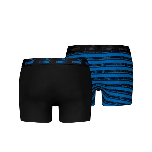  Pánske boxerky PUMA ELEMENTS MEN STRIPED BOXERS 2P 93884203 BLACK/BLUE 