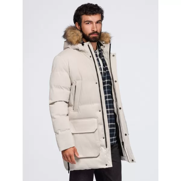  Pánska parka OMBRE OM-JALJ-0310 CREAM 