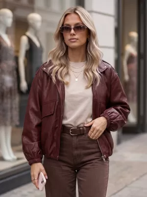 Dámska bunda DSTREET TY6069 BORDOVÁ