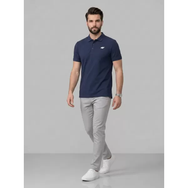 Pánske tričko s golierom 4F WMM00TPTSM0771 NAVY 