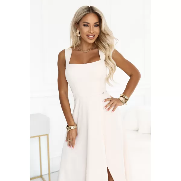  Dámske šaty NUMOCO 633-7 SVETLO BÉŽOVÁ 