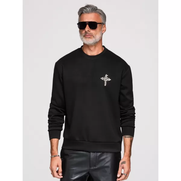  Pánska mikina OMBRE OM-SSNZ-0271 BLACK 