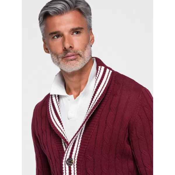 Pánsky kardigan OMBRE OM-SWCD-0196 BURGUNDY 