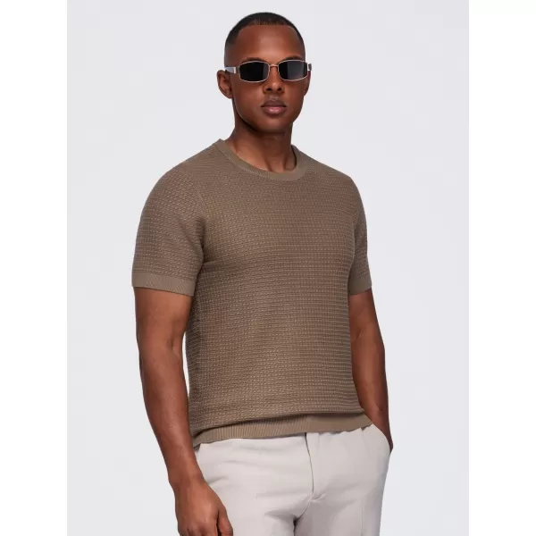 Pánske tričko OMBRE OM-TSCT-0303 LIGHT BROWN 