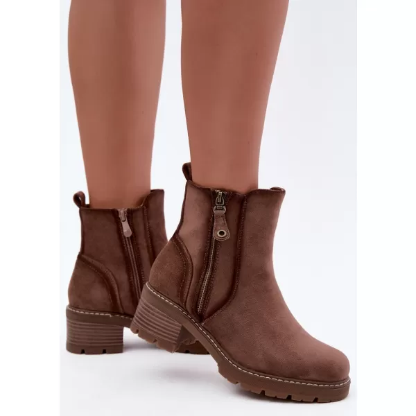  Dámske členkové topánky S.BARSKI HY62-8101 COFFEE 