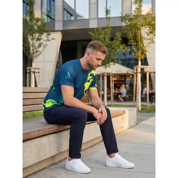  Pánske voľnočasové tričko premium ALTISPORT VOJ/ALM130TR06 NAVY-FLUO YELLOW 