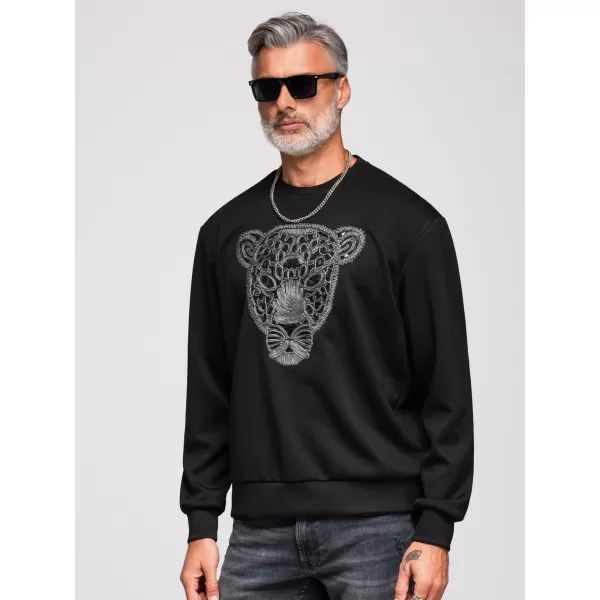  Pánska mikina OMBRE OM-SSNZ-0273 BLACK 