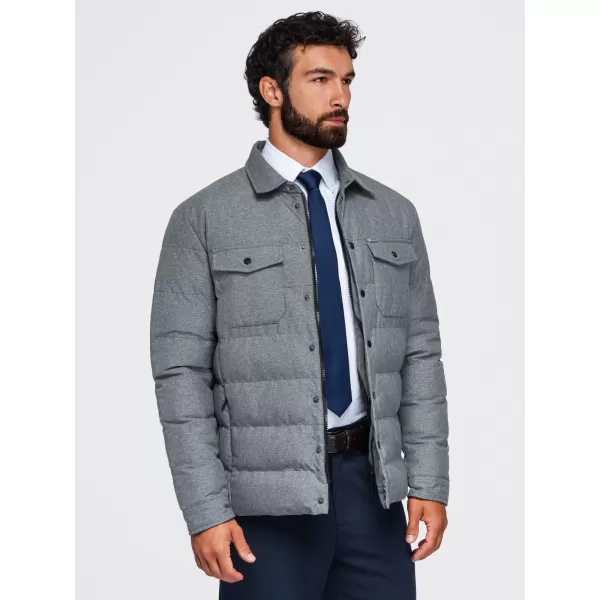  Pánska prešívaná košeľová bunda OMBRE OM-JALP-0256 GREY MELANGE 