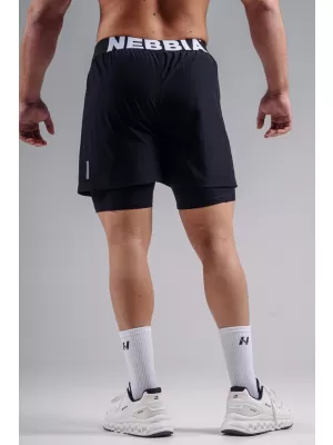 Double-Layer tréningové šortky NEBBIA PRIMAL 878 BLACK