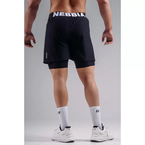  Double-Layer tréningové šortky NEBBIA PRIMAL 878 BLACK 