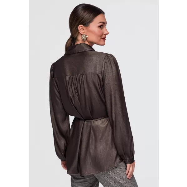  Dámska košeľa OMBRE OW-SH-E0071 BROWN 