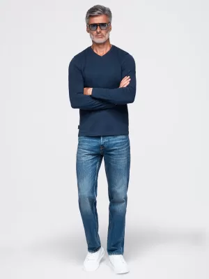 Pánske tričko OMBRE OM-LSBL-0143 NAVY BLUE