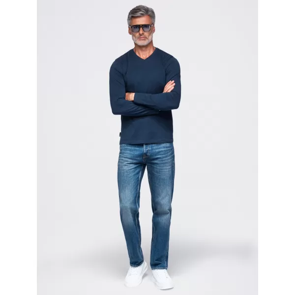  Pánske tričko OMBRE OM-LSBL-0143 NAVY BLUE 
