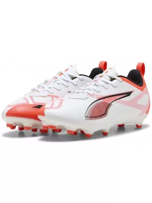 Detské kopačky PUMA ULTRA 5 PLAY FG/AG JR 108170-01 WHITE/BLACK/GLOWING RED