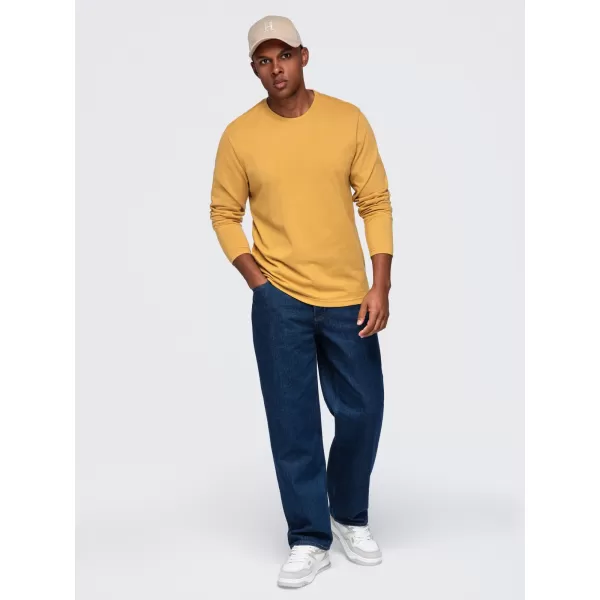  Pánske tričko OMBRE OM-LSBL-0142 MUSTARD 
