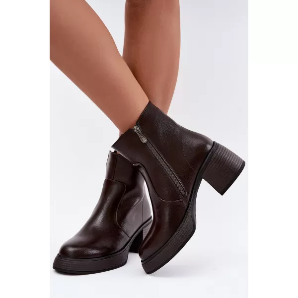  Dámske členkové topánky D&A CR62-3369 DARK BROWN 