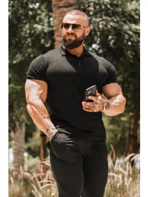 Pánske tričká NEBBIA MIKE MUSCLE FIT POLO 157 BLACK