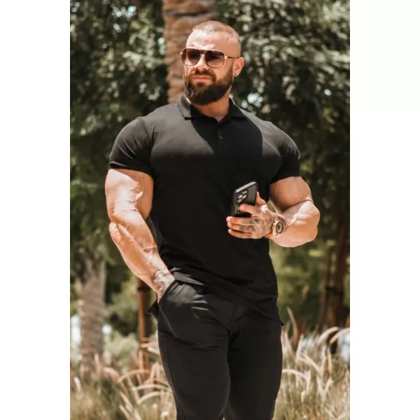  Pánske tričká NEBBIA MIKE MUSCLE FIT POLO 157 BLACK 