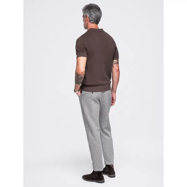  Pánske polo tričko OMBRE OM-POSS-0178 DARK BROWN 