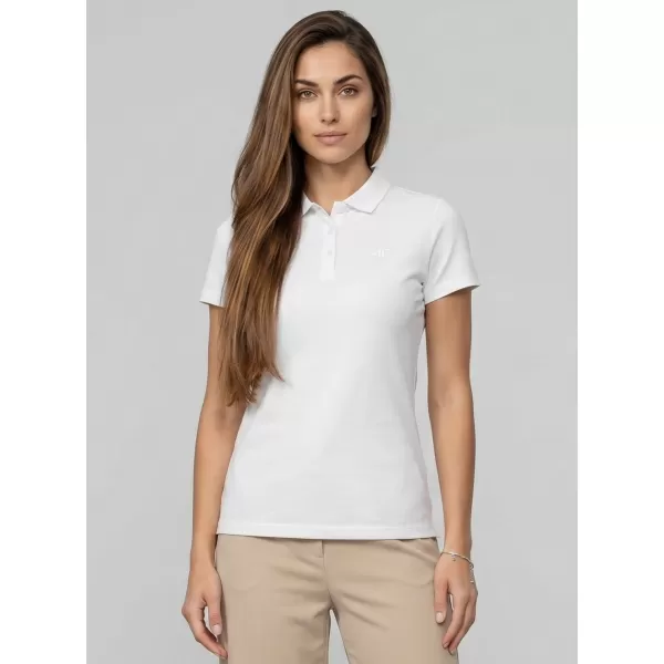  Dámske tričko s golierom 4F WMM00TPTSF0768 WHITE 