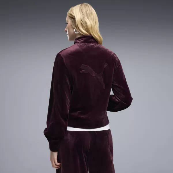  Dámska bunda PUMA ESS ELEVATED VELOUR TRACKJACKET 69402124 RUBY NOIR 